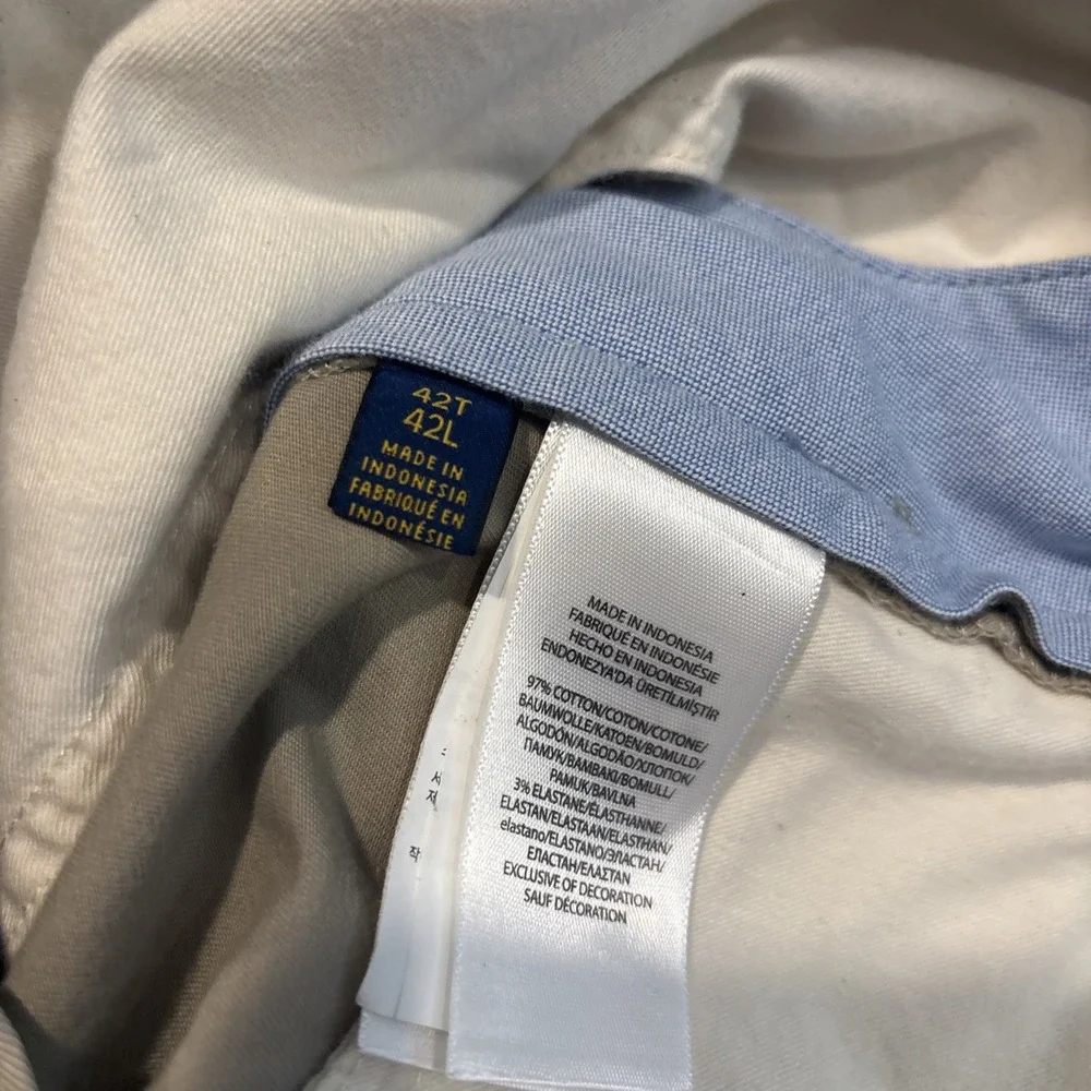 Polo Ralph Lauren 42L KHAKI STRETCH Classic Shorts Mens Flat Front EUC Fast Ship